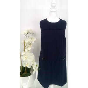 Eloquii Womens Navy Blue Knit Zip Sleeveless Stretch Work Sheath Dress Size 16
